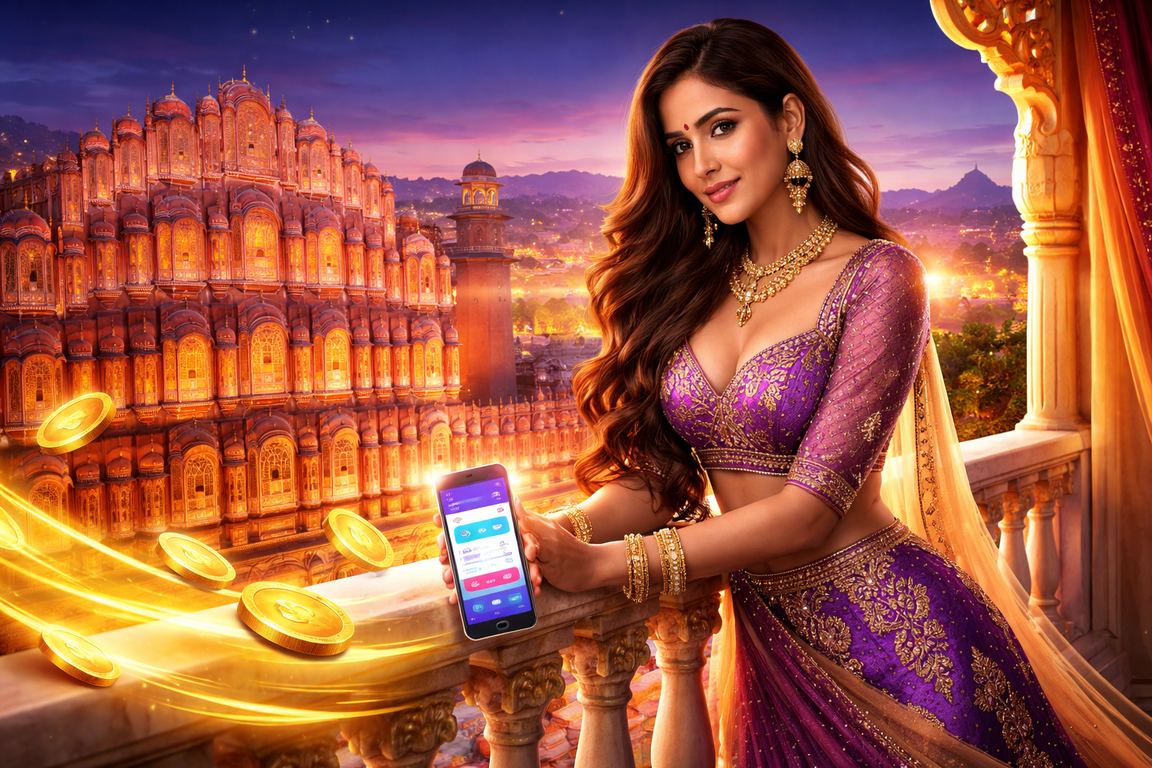 Responsible gaming awareness banner with Jaipur Hawa Mahal